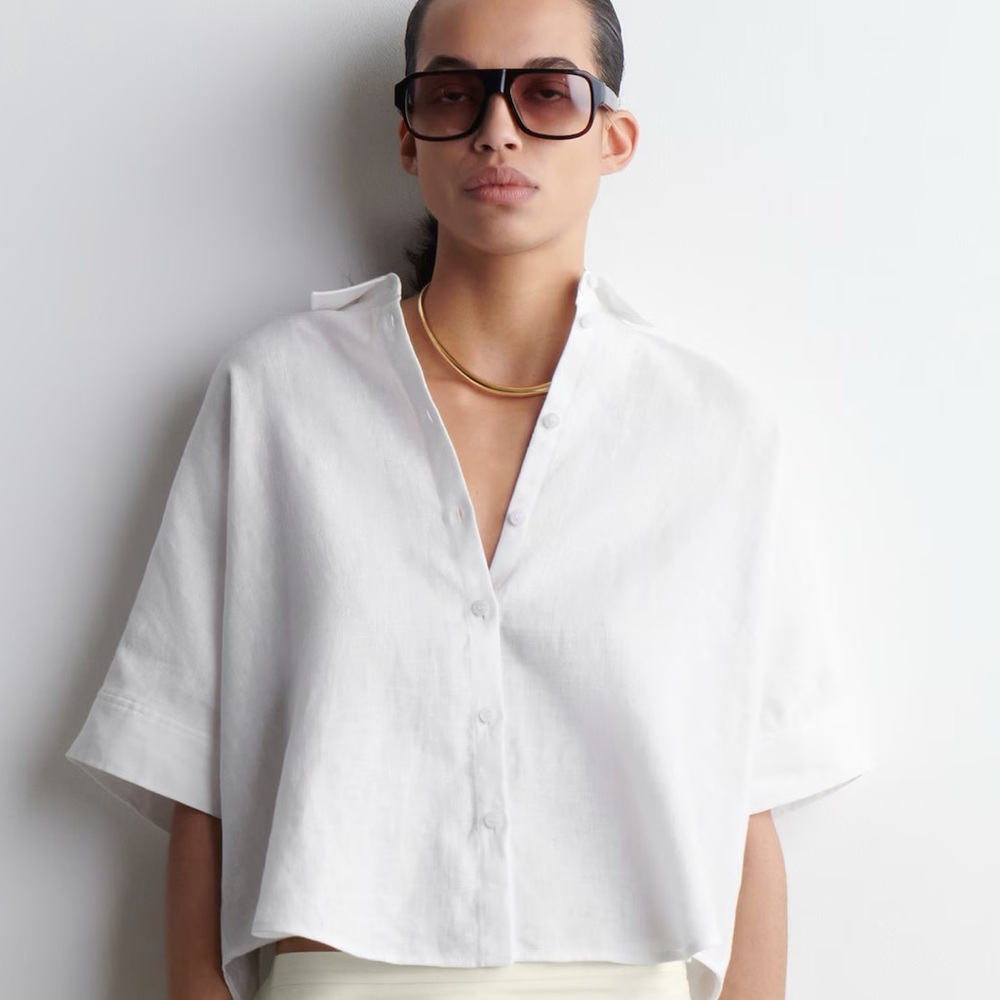 COS White Boxy Linen Top